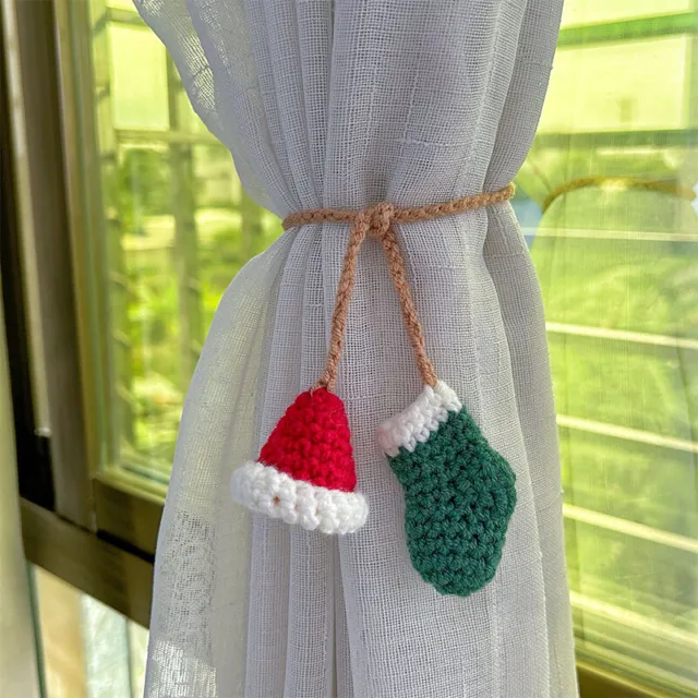 Christmas Knitted Tiebacks Curtain Tie Backs Buckle Curtain Rope Strap Xmas