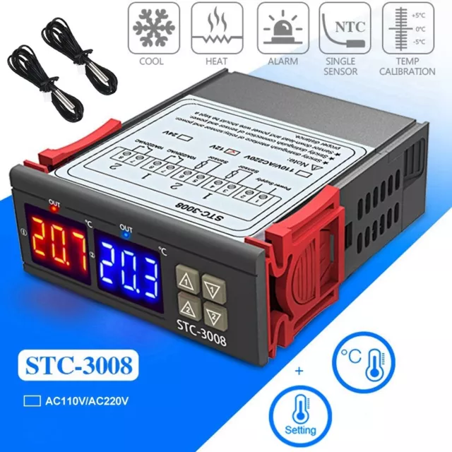 STC-3008 Digital 220V Temperature Controller Temp Sensor Thermostat Control