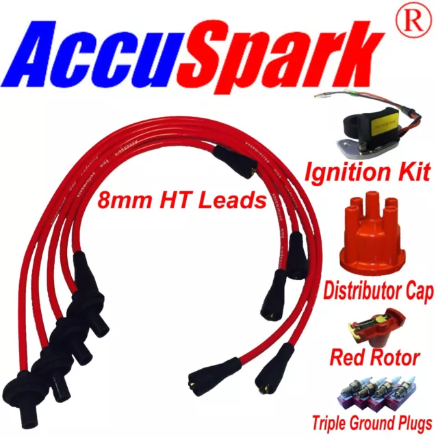 VW Beetle Electronic ignition Red HT leads, plugs Red Rotor/Distributor cap EK9