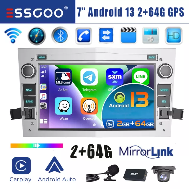 64G Autoradio GPS Für Opel Corsa C D Astra H Meriva Carplay Android 13 +DAB KAM