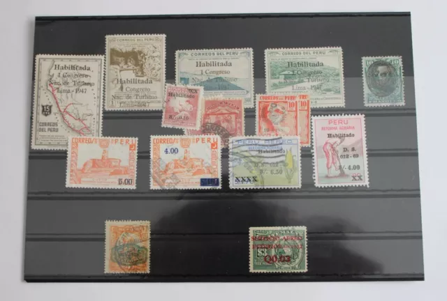 Pérou, Lot D'anciens Timbres Différents (Mh & Utilisés), Surimpression