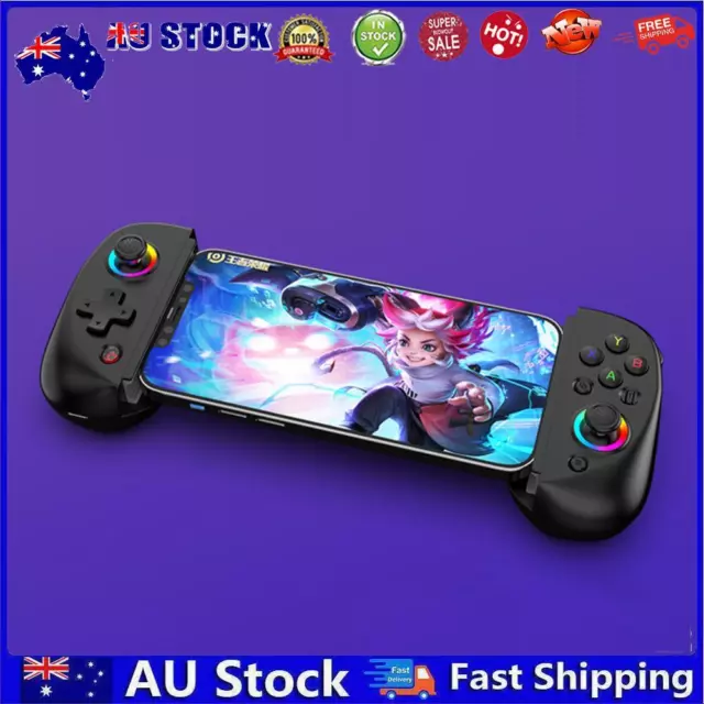 AU D8 Telescopic Mobile Phone Gamepad RGB Light for PS3 PS4 Switch(Black)