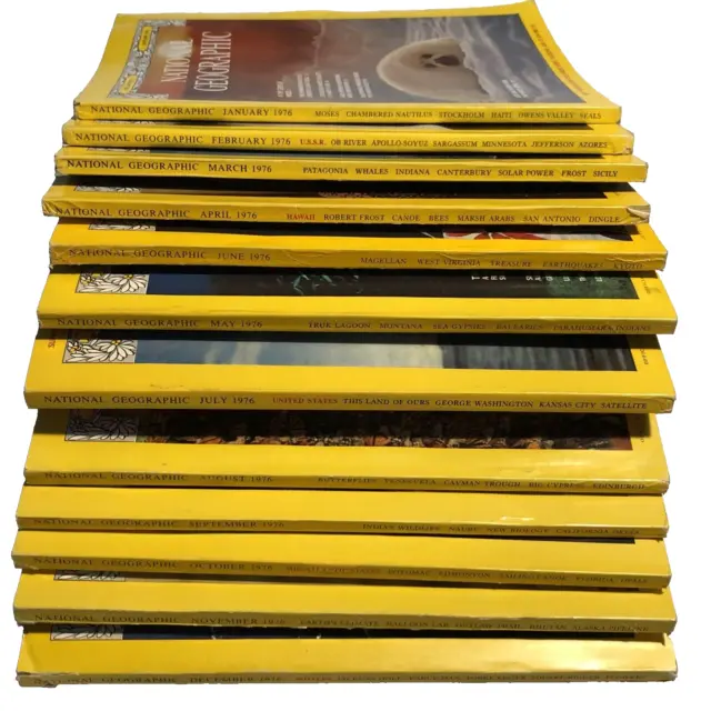 1976 National Geographic Magazines Full Year Complete Lot 12 Issues Vol 149 150