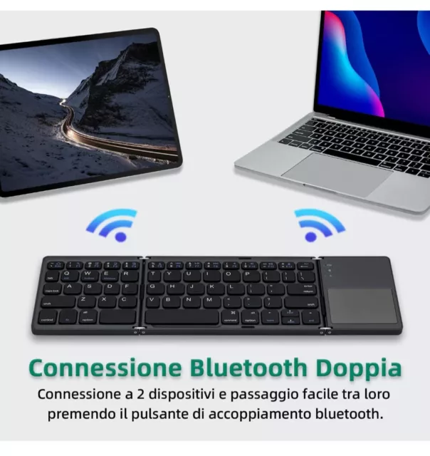 Tri-Tastiera Wireless Pieghevole Portatile con Touchpad per Dispositivo Mobile 2