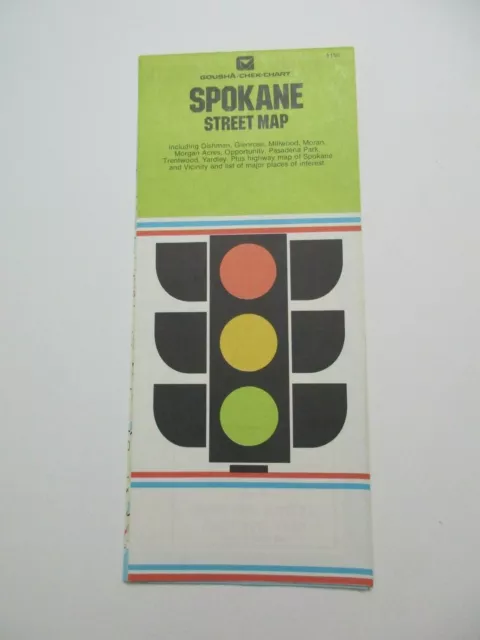 Gousha Spokane Washington City Street Transportation Travel Road Map~B41