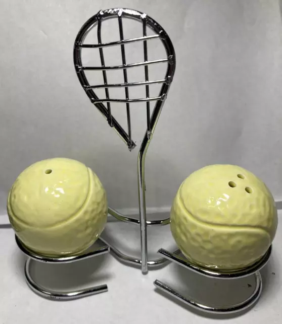 5 & Dime - Vintage 1992 - Salt and Pepper Set - Tennis Balls & RacCaddy