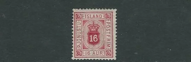 Islanda 1876-1895 Corona Ufficiale (Scott O7 16a) F MH Leggere Descrizione)