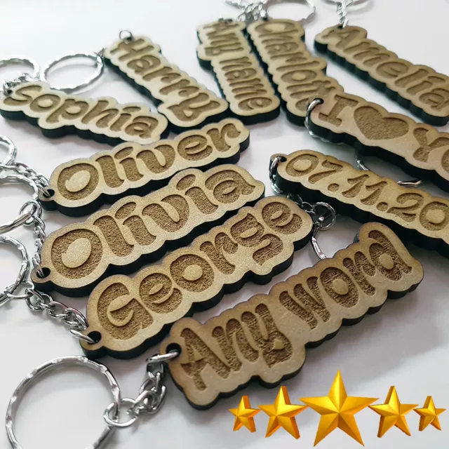 Personalised KEYRING KEYCHAIN ANY NAME ANY WORD TEACHER GIFT SCHOOL BAG WORD