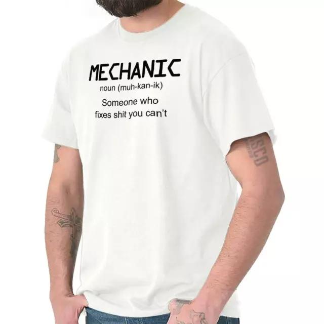 Mechanic Definition Funny Sarcastic Engineer Mens Casual Crewneck T Shirts Tees