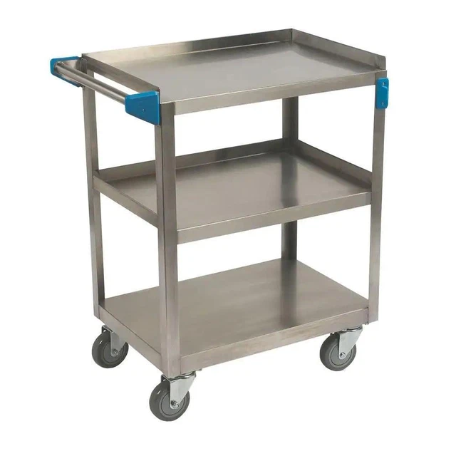 Carlisle Utility Cart 32.5" x 15.5" x 24" Fixed Shelves Rolling Stainless Steel