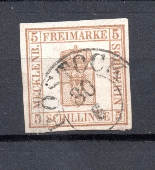 Mecklenburg-Schwerin 1864 Freimarke 8 Wappen (helle Stelle) gebraucht Rostock