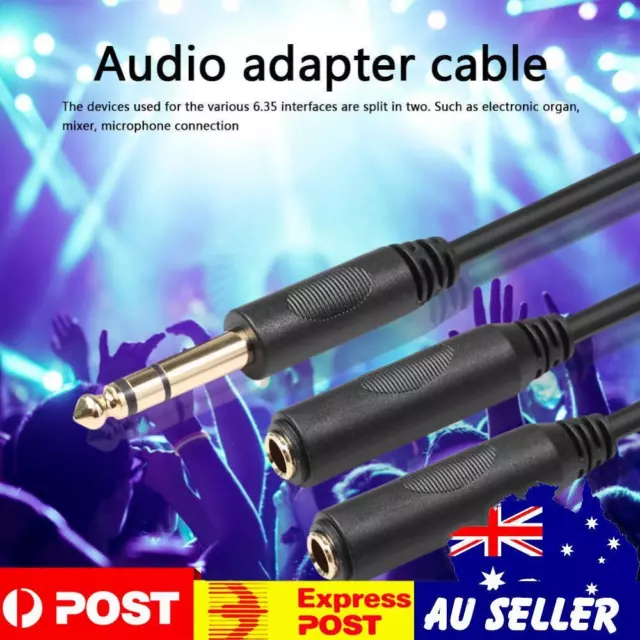 6.35mm Male to 2 6.35mm Female Adapter Cable 1/4 Y Splitter Stereo Audio Cord