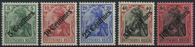 DP TÜRKEI 48-52 *, 1908, Diagonaler Aufdruck, Falzreste, Prachtsatz, Mi. 120.-