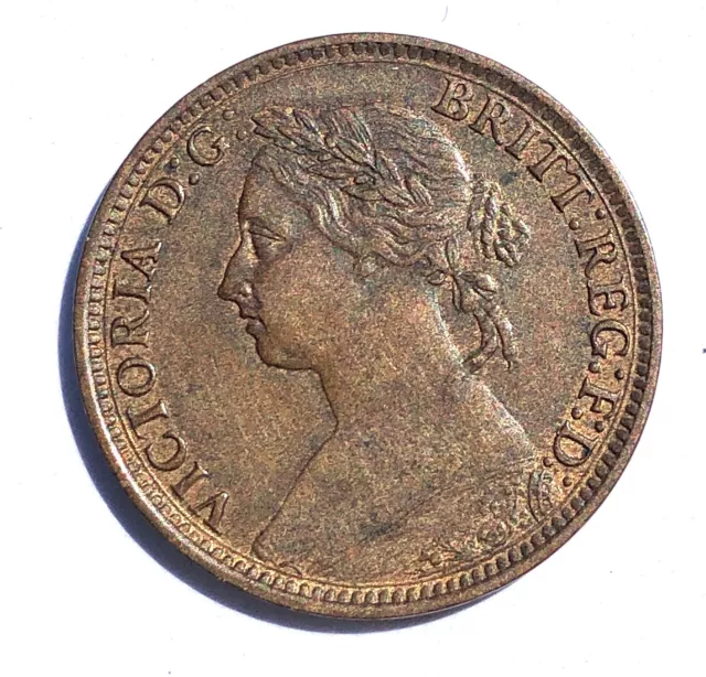 1885 Queen Victoria Farthing 1/4d High Grade Coin Trace Lustre