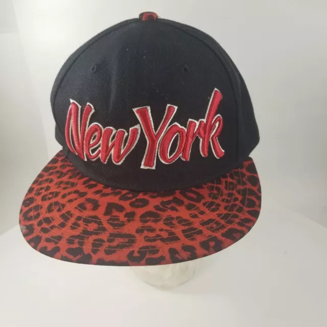 Vtg 90's City Hunter NEW YORK NY HiP HoP Hat SPELLOUT Snapback RED Baseball Cap