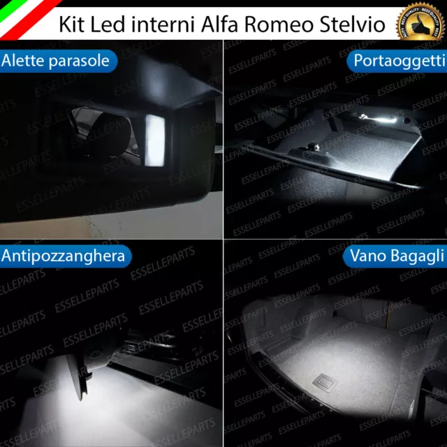 Kit Full Led Interni Completo Alfa Romeo Stelvio Canbus 6000K Bianco Ghiaccio
