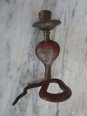 Mid-20th Art Nouveau Style Snake King Cobra Candle Holder Solid Bronze/Brass
