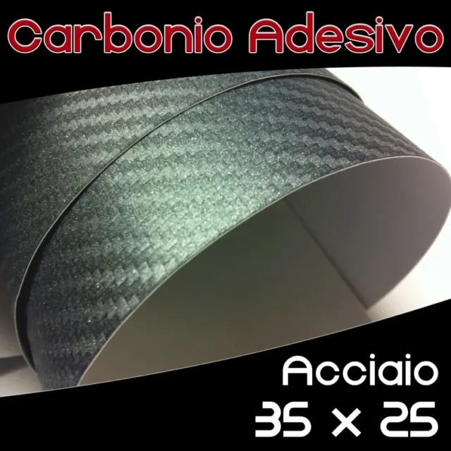 Pellicola Adesiva CARBONIO Acciaio - 35 x 25   2