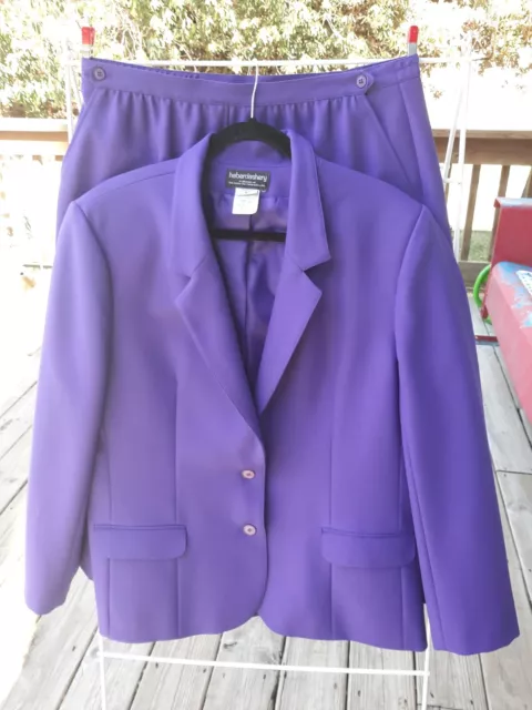 Haberdashery Women’s Suit Skirt Sz 18 And Jacket Sz 16  Purple By Leslie Fay