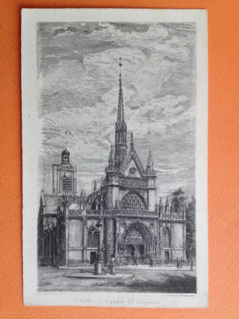 cpa engraving drawing litho 75 - PARIS L'EGLISE SAINT LAURENT Engraving Drawing