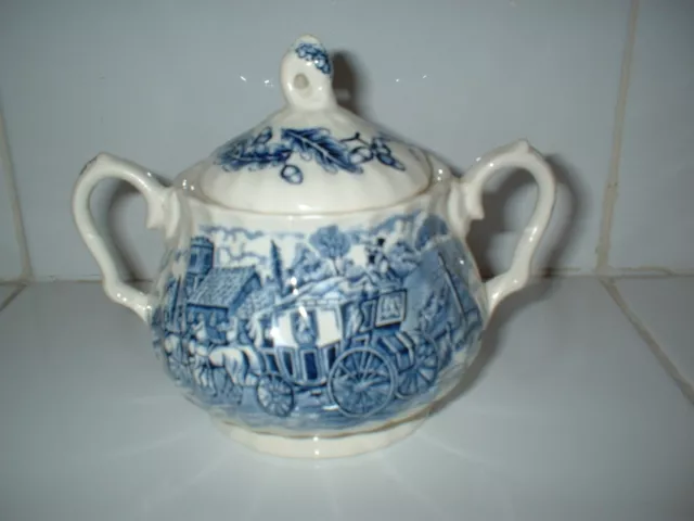 MYOTT STAFFORDSHIRE ENGLAND ROYAL MAIL (Stagecoach) SUGAR BOWL + LID