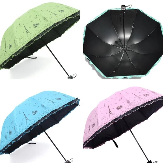 Ladies Umbrella Rain Sun UV Protection Sunshade Folding Retractable Umbr
