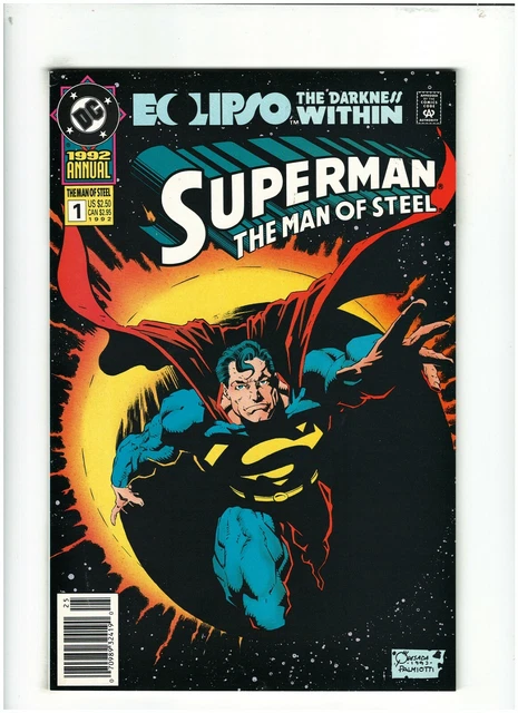Superman Man of Steel Annual #1 VF/NM 9.0 Newsstand DC Joe Quesada Cover 1992