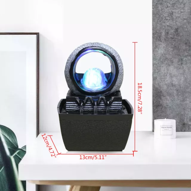 Feng Shui Tabletop Decor Fountain Indoor Waterfall with LED Light+ Lucky Ball
