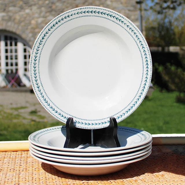 Service HOTESSE 12 Assiettes Porcelaine Blanches - Creuses Et Dessert