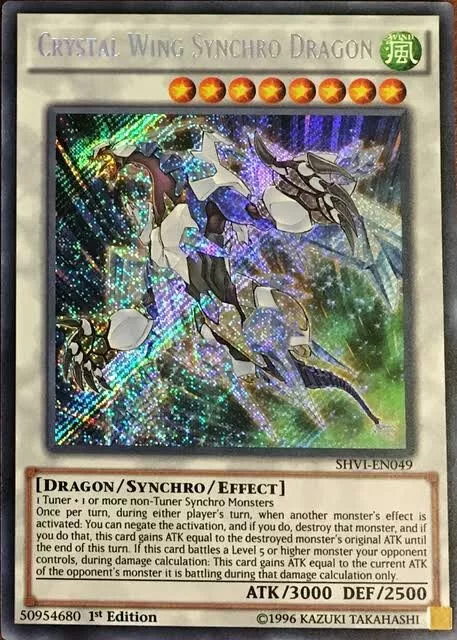 Yugioh  Crystal Wing Synchro Dragon  SHVI-EN049   First Edition Secret Rare  NM