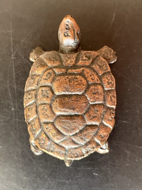 Tortue Khmer Holy Sign Luck Longevity Buddha Antique Bronze Cambodia br65
