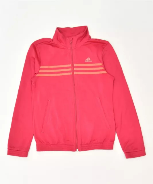 ADIDAS Girls Tracksuit Top Jacket 11-12 Years Pink Polyester Sports GP05