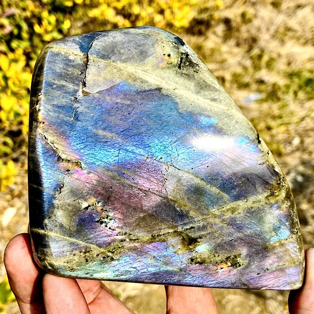 2.58LB Top natural Labrador flash moonstone quartz crystal mineral specimen