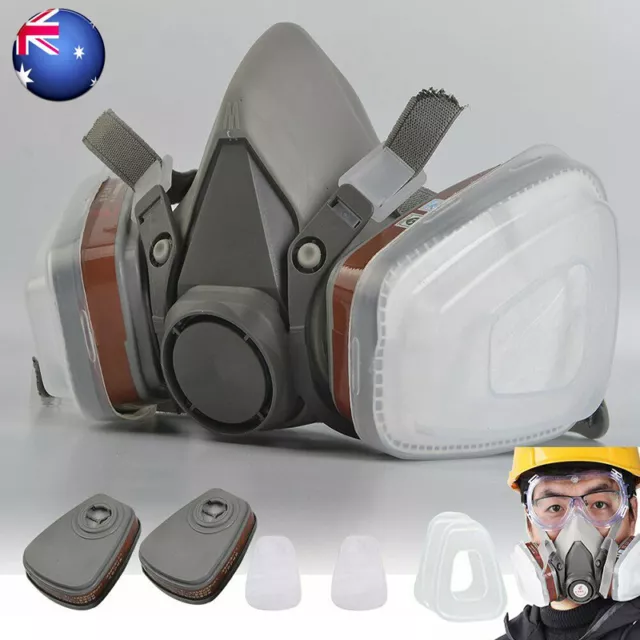 Gas Mask Half Face Respirator Spray Painting Protect Vapour Exhaust Cartridge