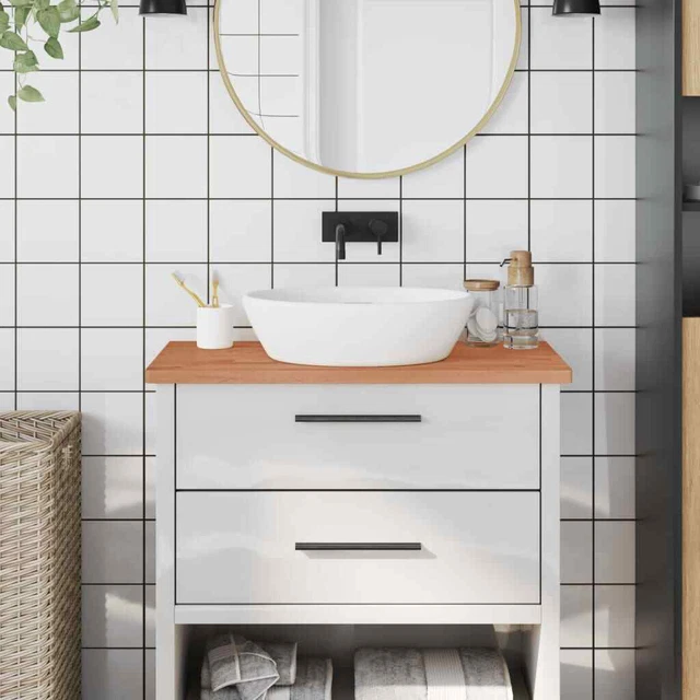 Waschtischplatte Arbeitsplatte Waschtischkonsole Platte Massivholz Buche vidaXL