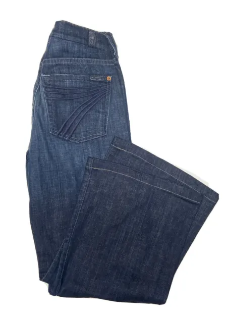 7 For All Mankind Womens Dojo Jeans Capris Sz 28 Blue Cropped Wide Leg