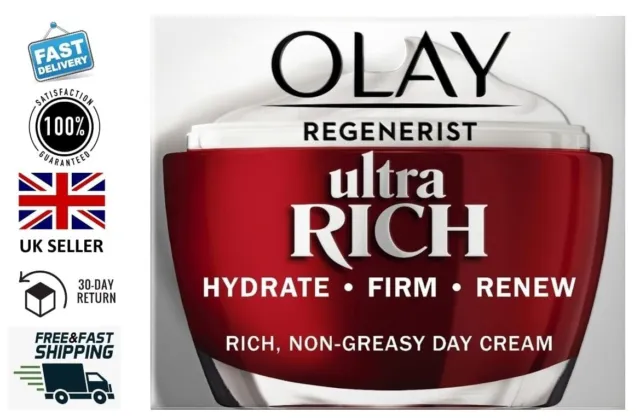 Olay Regenerist Ultra Rich Day Face Cream, 50ml - Hydrate | Firm | Renew Cream