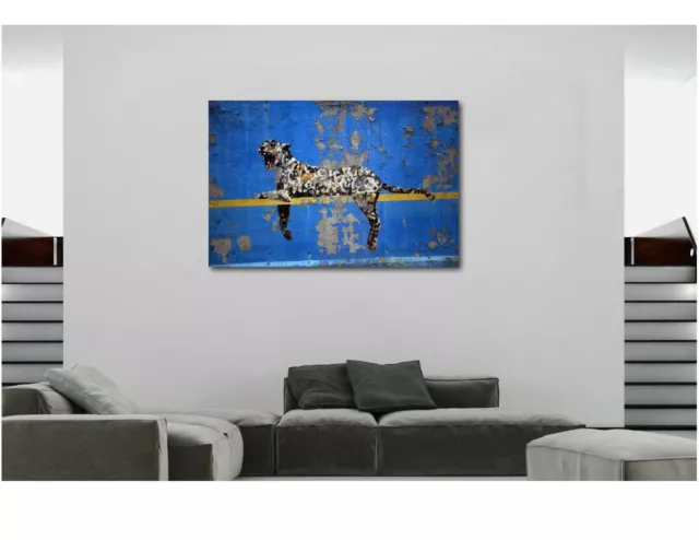 Banksy Bronx Zoo Leopard Modern Wall Art Canvas Print - Various Sizes 3