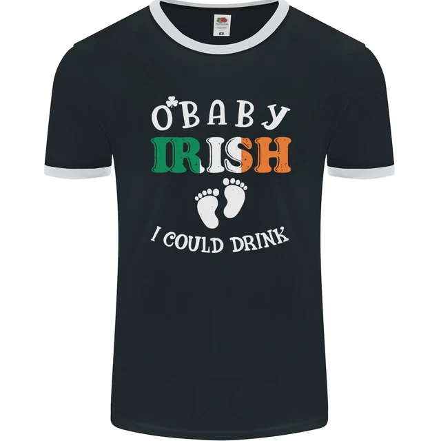 St Patricks Day Pregnant New Baby Funny Mens Ringer T-Shirt FotL