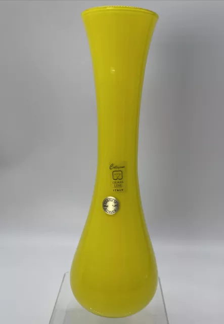 Collezione Glass Line Italy Yellow Vase 24% Pbo Al Plombo Cristallo 9 1/2”