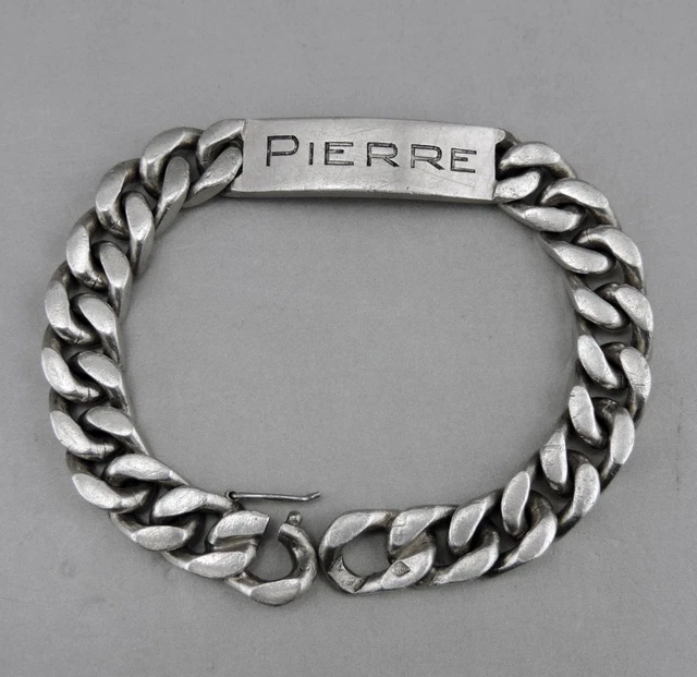 Bracelet Gourmette Ancien En Argent Massif 925 - Maille Chaîne Avec Pièces De Monnaie, Occasion