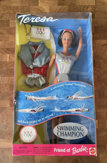 USA Olympic Swimming Champion Barbie Teresa Doll #25489 Mattel 1999