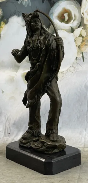 Bronze Indian Warrior With Bow Sculpture Statue Western Figurine Hot Cast