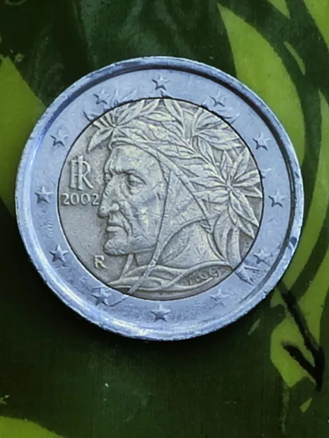 Moneta da 2 euro Dante Alighieri 2002 RARA Triplo errore di conio D02EC3