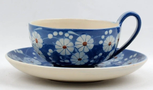 Cohler vintage HAK Dinamarca, taza y platillo, Margueritte - patrón de flor margarita