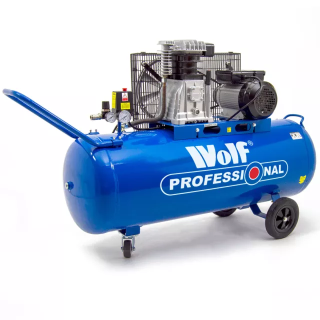 Wolf 150 Litre Air Compressor 3HP Twin Cylinder Pump Belt Driven & 13pc Kit 2