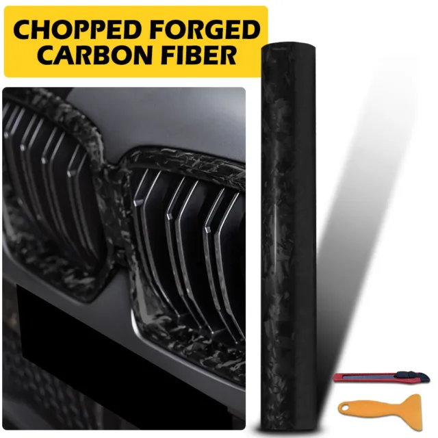 FORGED GLOSS CARBON Fiber Black Car Vinyl Wrap Air Release Sticker