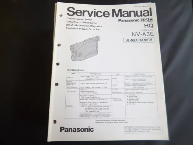 Original Service Manual Panasonic  NV-A3E