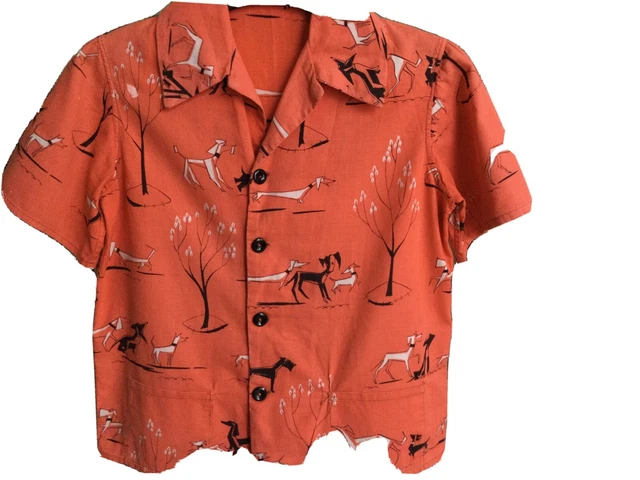 Original Vintage 1950s Childrens Shirt,Cotton,Orange ,32” Chest .Rockabilly