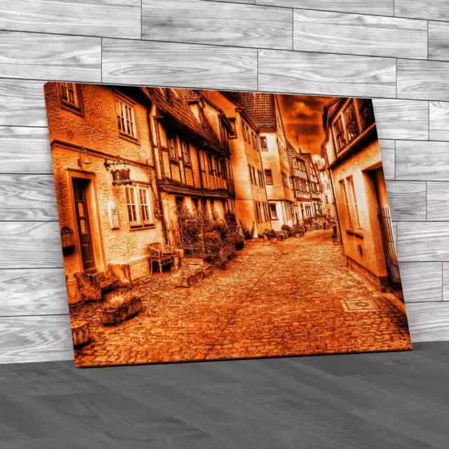 Old Times Town Orange Canvas Print Large Picture Wall Art